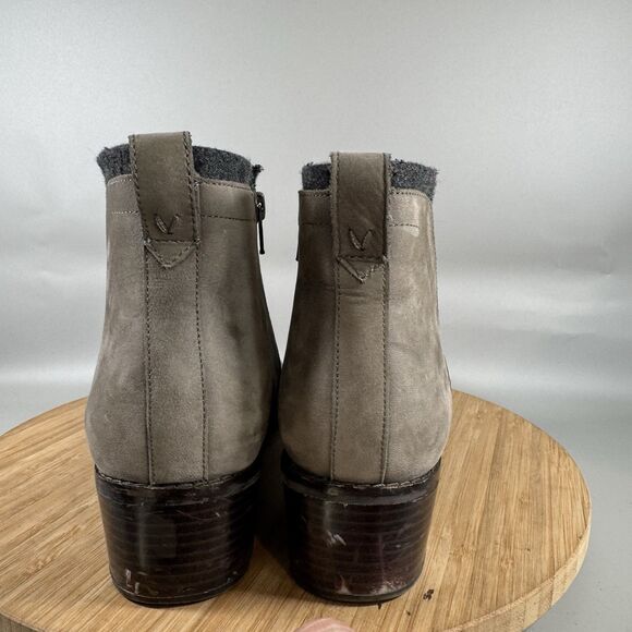 Vionic Boots Womens 11 Gray Brown Leather Joslyn Weather Resistant Ankle Booties - Picture 4 of 8